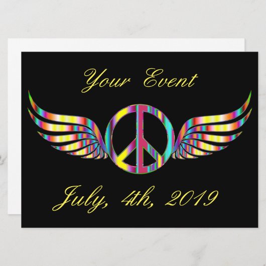 Winged Hippie Peace Symbol Thunder_Cove (Vorne/Hinten)