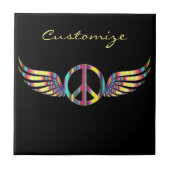 Winged Hippie Peace Symbol Thunder_Cove Fliese (Vorderseite)