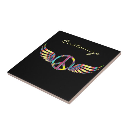 Winged Hippie Peace Symbol Thunder_Cove Fliese (Seite)