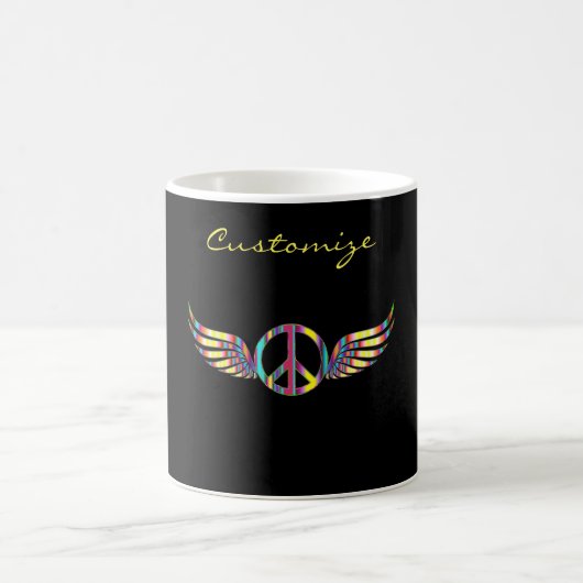 Winged Hippie Peace Symbol Thunder_Cove Kaffeetasse (Mittel)