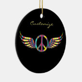 Winged Hippie Peace Symbol Thunder_Cove Keramik Ornament (Rechts)