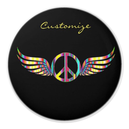 Winged Hippie Peace Symbol Thunder_Cove Keramikknauf (Vorderseite)