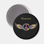Winged Hippie Peace Symbol Thunder_Cove Magnet (Vorderseite/Rückseite)
