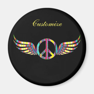 Winged Hippie Peace Symbol Thunder_Cove Magnet