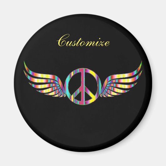 Winged Hippie Peace Symbol Thunder_Cove Magnet (Vorne)