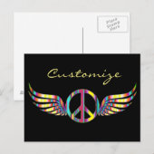 Winged Hippie Peace Symbol Thunder_Cove Postkarte (Vorne/Hinten)