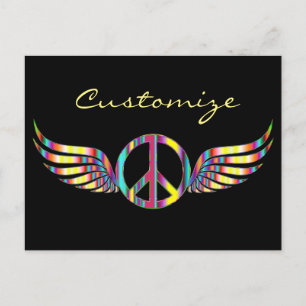 Winged Hippie Peace Symbol Thunder_Cove Postkarte