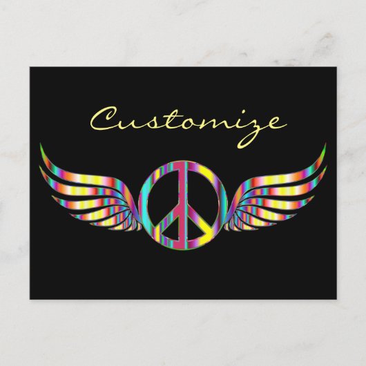 Winged Hippie Peace Symbol Thunder_Cove Postkarte (Vorderseite)