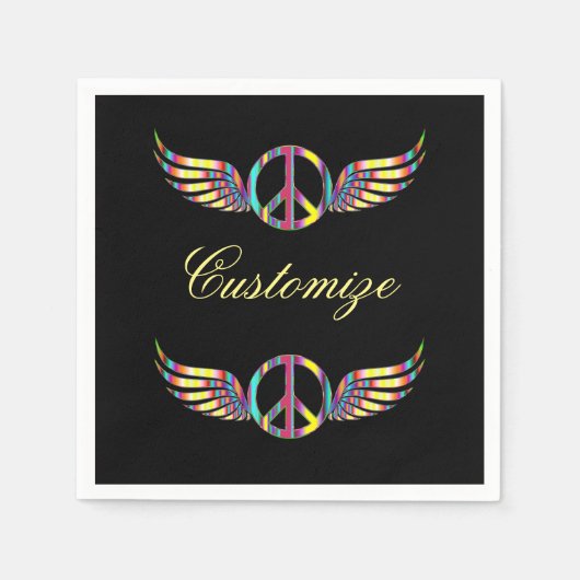 Winged Hippie Peace Symbol Thunder_Cove Serviette (Vorderseite)