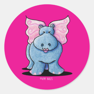 Winged Hippo Geschenk Klassischer Rundsticker Runder Aufkleber