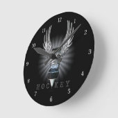 Winged Hockey Runde Wanduhr (Winkel)