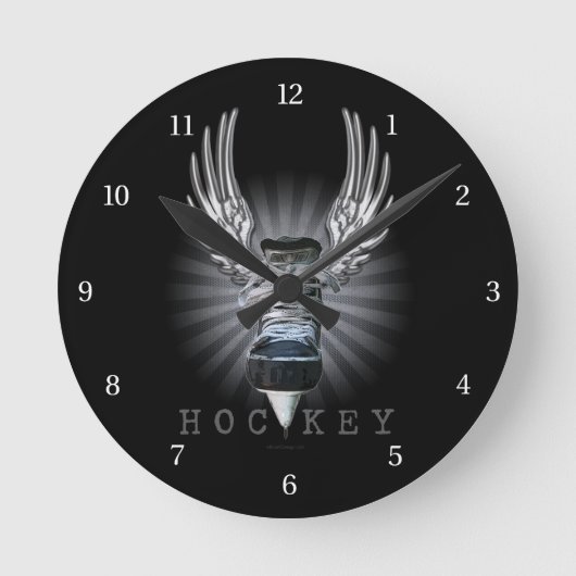 Winged Hockey Runde Wanduhr (Vorderseite)
