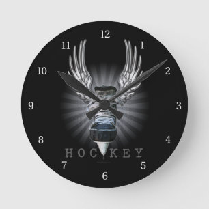 Winged Hockey Runde Wanduhr