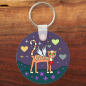 Winged Kitty mit einem eigenen Herz-Schlüsselanhän Schlüsselanhänger (Vorderseite)