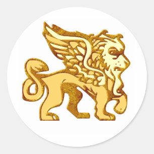 Winged Lion Runder Aufkleber