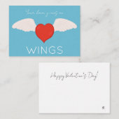 Winged Love Valentine Flat Note Card Mitteilungskarte (Vorne/Hinten)