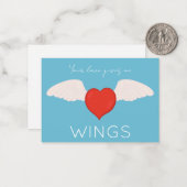 Winged Love Valentine Flat Note Card Mitteilungskarte (Vorderseite/Rückseite Beispiel)