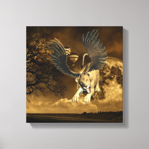 Winged Löwin-Leinwand-Druck Leinwanddruck