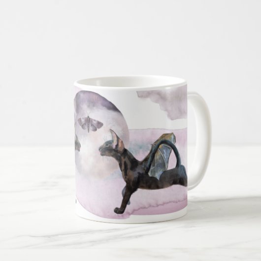 Winged Midnight Cats Kaffeetasse (VorderseiteRechts)