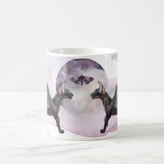 Winged Midnight Cats Kaffeetasse (Mittel)
