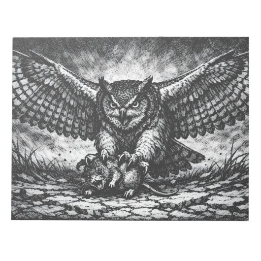 Winged Owl Sentinel von BurnsInHell Notizblock (Vorderseite)