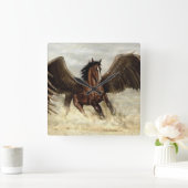 Winged Pegasus Quadratische Wanduhr (Zuhause)