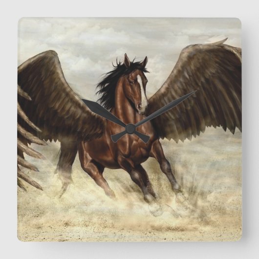 Winged Pegasus Quadratische Wanduhr (Vorderseite)