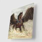 Winged Pegasus Quadratische Wanduhr (Winkel)