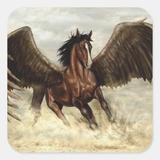 Winged Pegasus Quadratischer Aufkleber (Vorderseite)