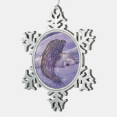 Winged Polar Bear Angel Schneeflocken Zinn-Ornament (Rechts)