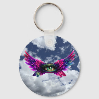 Winged Protection Eye – Round Intention Keychain Schlüsselanhänger
