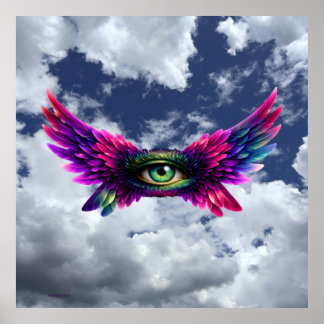 Winged Protection Eye – Surreal Intention Art Post Poster