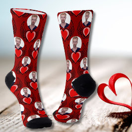 Winged Red Heart Boyfriend Foto Crimson Valentine Socken