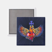 Winged Sacred Heart Design Magnet (Vorderseite/Rückseite)