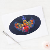 Winged Sacred Heart Design Ovaler Aufkleber (Umschlag)