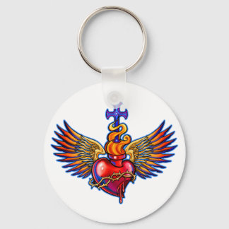 Winged Sacred Heart Design Schlüsselanhänger