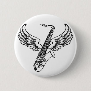 Winged Saxophon Button