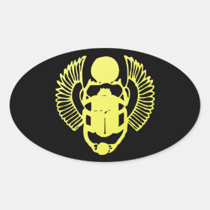 Winged Scarab Ovaler Aufkleber