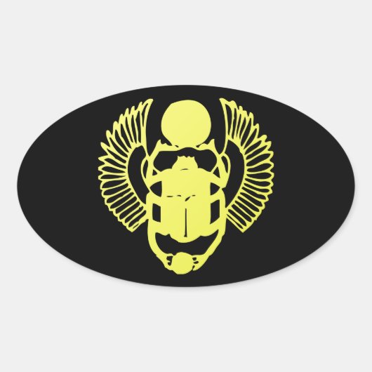 Winged Scarab Ovaler Aufkleber (Vorderseite)