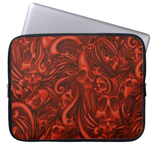 Winged Schädel-gotische Illustration Laptopschutzhülle (Vorderseite)