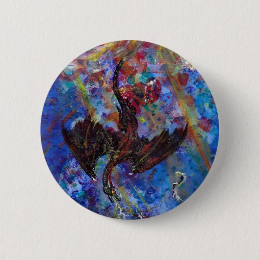 Winged Schlangen-blaues lila Drache-Monster-Reptil Button (Vorderseite)