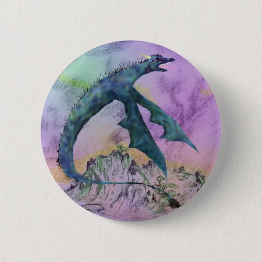 Winged Schlangen-blaues lila Drache-Monster-Reptil Button (Vorderseite)