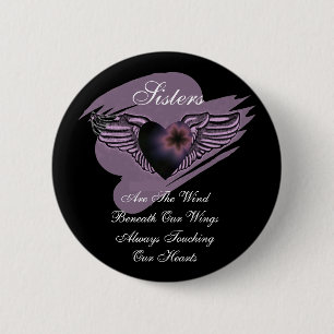 Winged Schwester-Herz Button