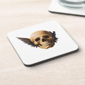 Winged Skull Symbolizing Mortality and Freedom Getränkeuntersetzer (Linke Seite)