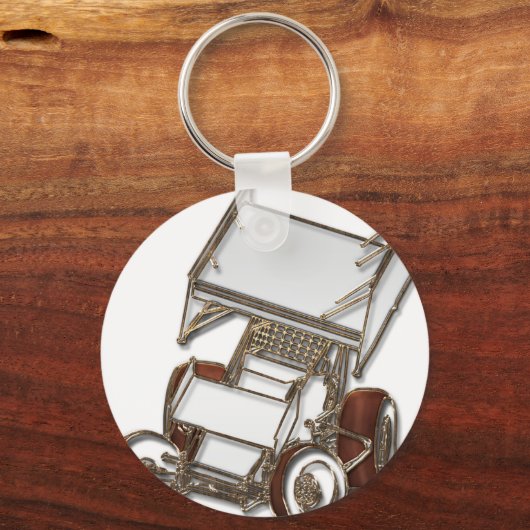 Winged Sprint Car weiß gefärbt Schlüsselanhänger (Vorderseite)