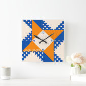 Winged Square- Blue & Orange Quadratische Wanduhr (Zuhause)