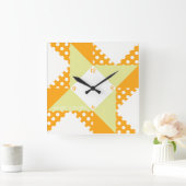 Winged Square- Orange Quadratische Wanduhr (Zuhause)