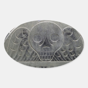 winged TodesFriedhofs-Steinaufkleber Ovaler Aufkleber