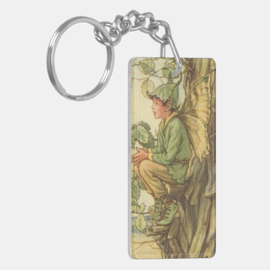 Winged Ulmen-Fee, die in einem Baum sitzt Schlüsselanhänger (Vorderseite links)