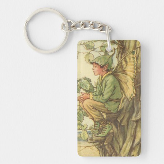 Winged Ulmen-Fee, die in einem Baum sitzt Schlüsselanhänger (Vorderseite)